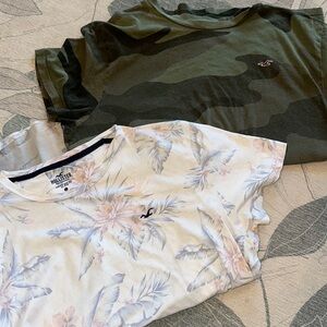 2-pack HOLLISTER t-shirts - Sz L. Camo & Palms. Great condition! Super soft!
